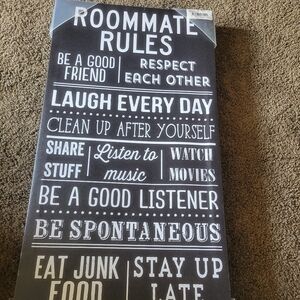 Wall Art Inspirational "Roomate Rules"